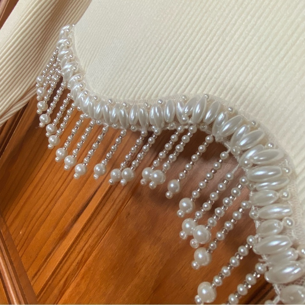 ZARA Pearl Embellished Ribbed Seamless Crop Top - Picture 7 of 8